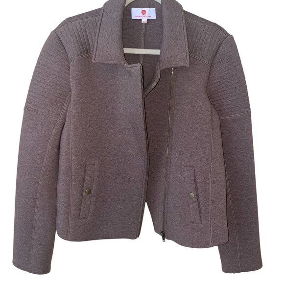 Samantha Brown Women's Modern Moto-style Heathered Brown Jacket Size Large - Picture 2 of 11